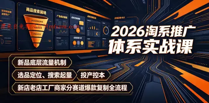 2026淘系推广体系实战课|新品底层流量机制、选品定位、搜索起量、投产控本、新店老店工厂商家分赛道爆款复制全流程(更新)