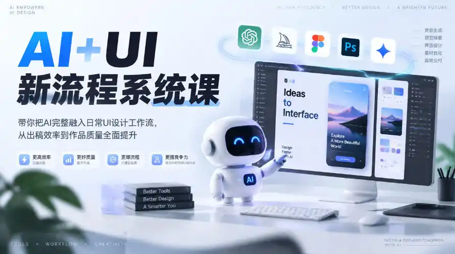 【无水印】AI+UI新流程系统课，带你把AI完整融入日常UI设计工作流，从出稿效率到作品质量全面提升(2026第4期)-免费项目网