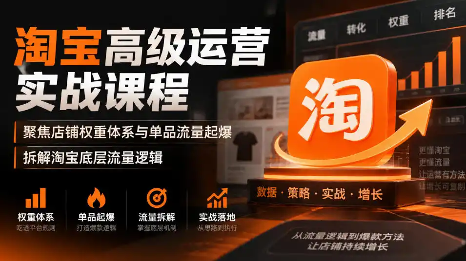 淘宝高级运营实战课程，聚焦店铺权重体系与单品流量起爆，拆解淘宝底层流量逻辑-免费项目网