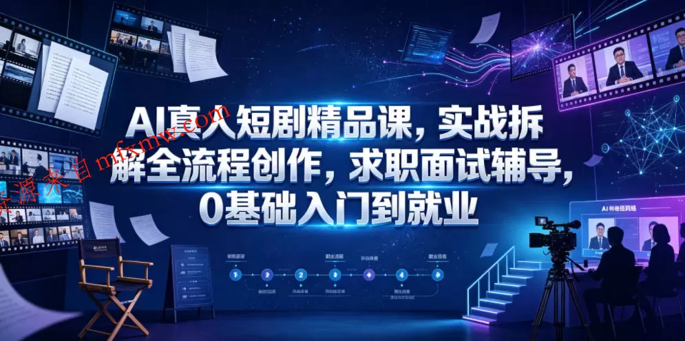 AI真人短剧精品课，实战拆解全流程创作，求职面试辅导，0基础入门到就业