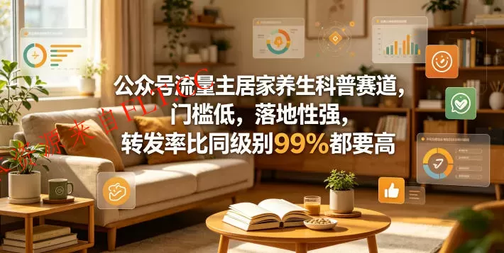 公众号流量主居家养生科普赛道,门槛低,落地性强,转发率比同级别99%都要高