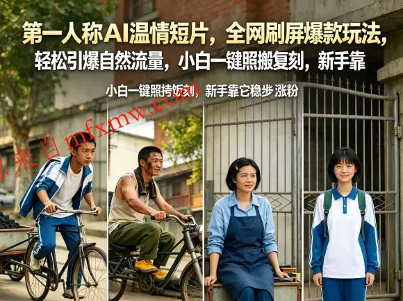 第一人称AI温情短片，全网刷屏爆款玩法，轻松引爆自然流量，小白一键照搬复刻，新手靠它稳步涨粉