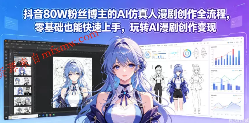 抖音80W粉丝博主的AI仿真人漫剧创作全流程，零基础也能快速上手，玩转AI漫剧创作变现