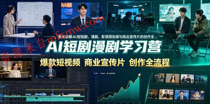AI短剧漫剧学习营，系统讲解AI短剧、漫剧、影视预告片、爆款短视频与商业宣传片的创作全流程