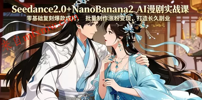 Seedance2.0+NanoBanana2 AI漫剧实战课，零基础复刻爆款成片涨粉变现，打造长久副业收益
