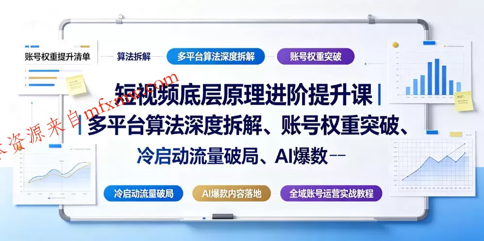 短视频底层原理进阶提升课｜多平台算法深度拆解、账号权重突破、冷启动流量破局、AI爆款内容落地与全域账号运营实战教程