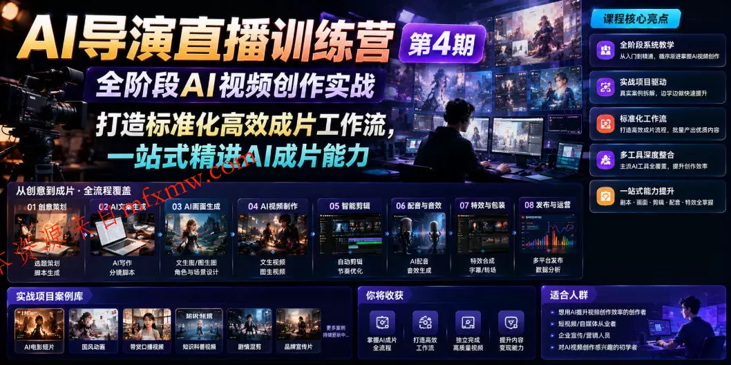 AI导演直播训练营第4期｜全阶段AI视频创作实战，打造标准化高效成片工作流，一站式精进AI成片能力