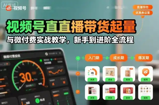 视频号直播带货起量与微付费实战教学,新手到进阶全流程(更新26年10月)-免费项目网