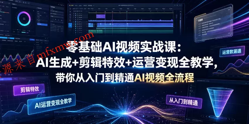 零基础AI视频实战课:AI生成+剪辑特效+运营变现全教学,带你从入门到精通AI视频全流程