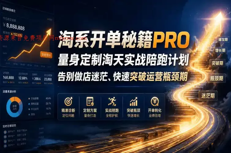 淘系开单秘籍PRO,量身定制淘天实战陪跑计划,告别做店迷茫、快速突破运营瓶颈期(更新260823)