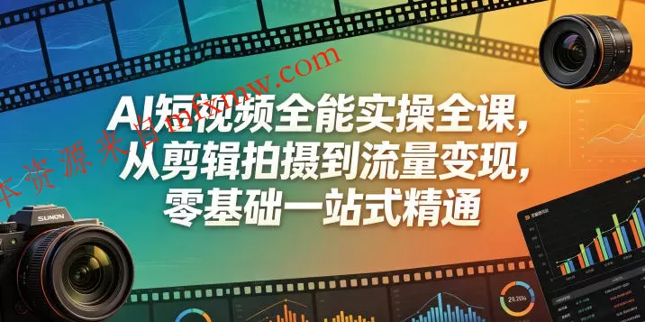 AI短视频全能实操全课,从剪辑拍摄到流量变现,零基础一站式精通