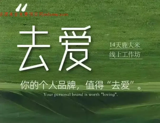 去爱14天鹿大米线上工作坊,你的个人品牌,值得“去爱”