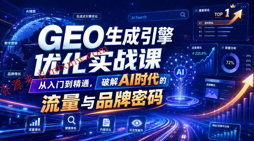 GEO生成引擎优化实战课,从入门到精通,破解AI时代的流量与品牌密码