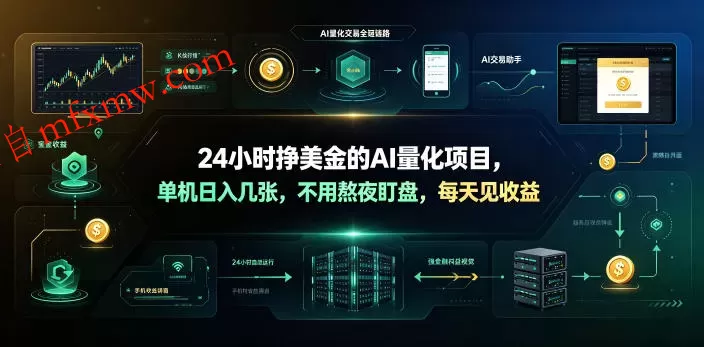 24小时挣美金的AI量化项目，单机日入几十美刀，不用熬夜盯盘，每天见收益【揭秘】