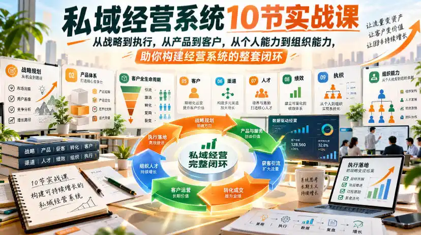 私域经营系统10节实战课,从战略到执行,从产品到客户,从个人能力到组织能力,助你构建经营系统的整套闭环-免费项目网