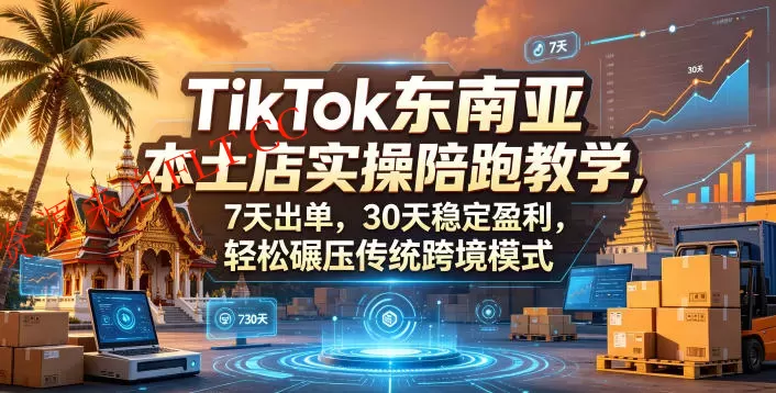 TikTok东南亚本土店实操陪跑教学，7天出单，30天稳定盈利，轻松碾压传统跨境模式-免费项目网