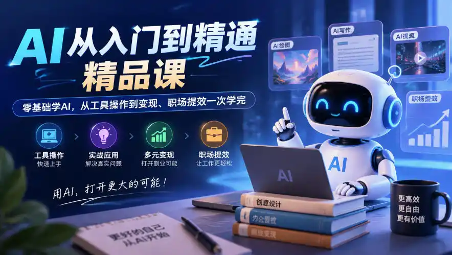 AI从入门到精通精品课,零基础学AI,从工具操作到变现、职场提效一次学完-免费项目网