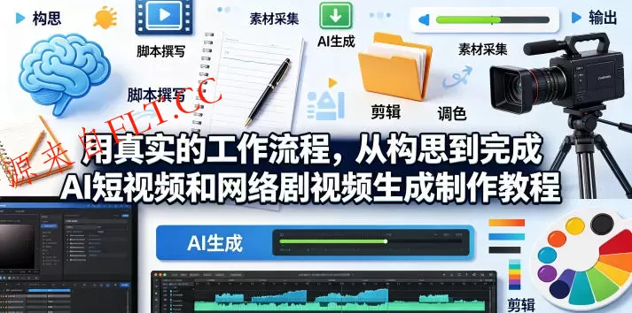 用真实的工作流程，从构思到完成AI短视频和网络剧视频生成制作教程-中英字幕