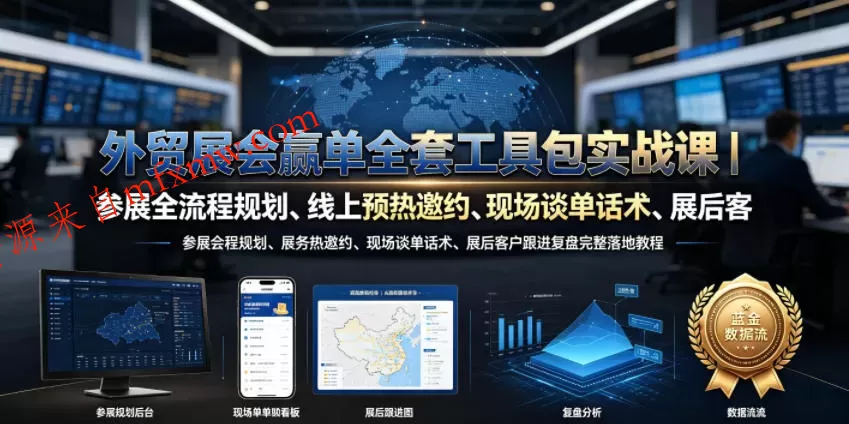 外贸展会赢单全套工具包实战课｜参展全流程规划、线上预热邀约、现场谈单话术、展后客户跟进复盘完整落地教程