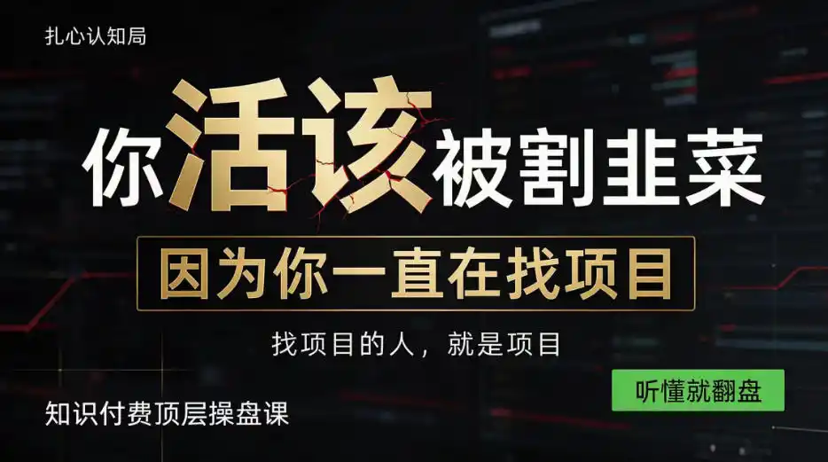 做项目不如卖项目,做知识付费自己当老板,知识付费顶层操盘课,听懂就翻盘【揭秘】-免费项目网