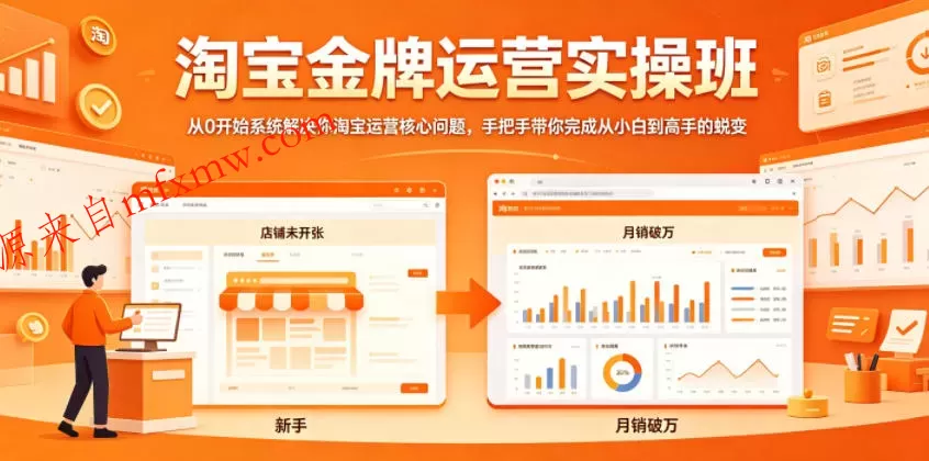 淘宝金牌运营实操班,从0开始系统解决你淘宝运营核心问题,手把手带你完成从小白到高手的蜕变