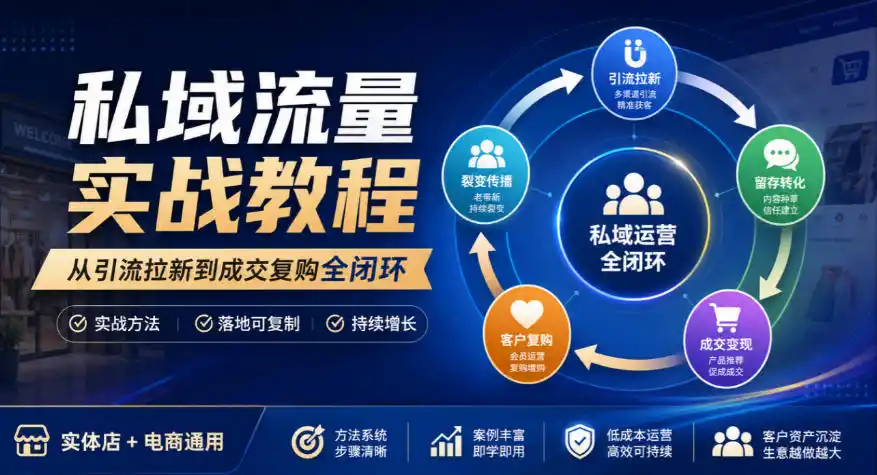 私域流量实战教程,从引流拉新到成交复购全闭环,实体店电商通用-免费项目网