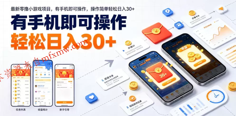 最新零撸小游戏项目，有手机即可操作，操作简单轻松日入30+