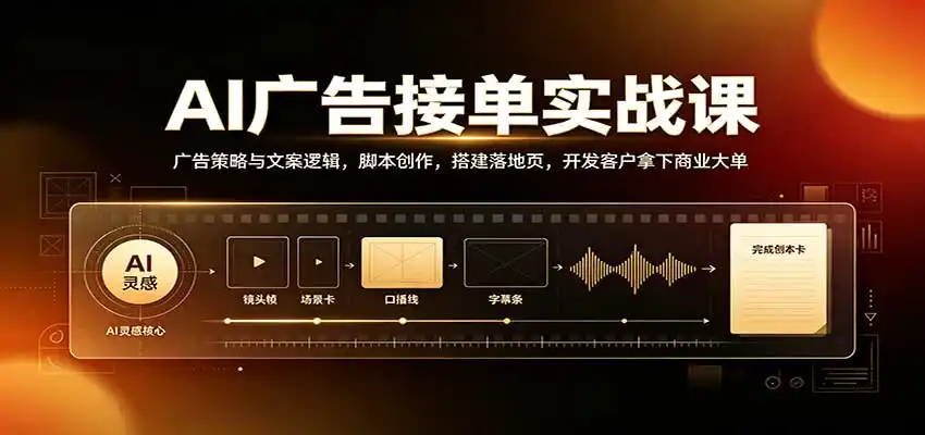AI广告接单实战：广告策略与文案逻辑，脚本创作，搭建落地页，开发客户拿下商业大单-免费项目网