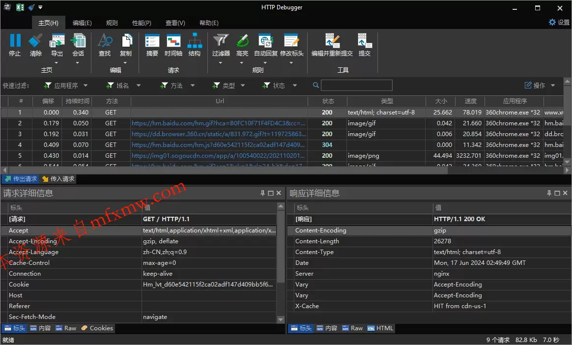 抓包工具HTTP Debugger v10.5汉化版