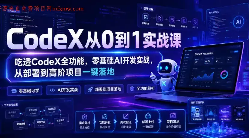 CodeX从0到1实战课,吃透CodeX全功能,零基础AI开发实战,从部署到高阶项目一键落地