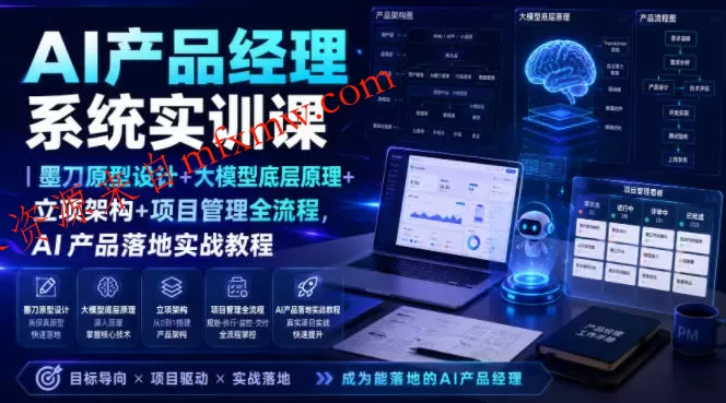 AI产品经理系统实训课｜墨刀原型设计+大模型底层原理+立项架构+项目管理全流程，AI产品落地实战教程