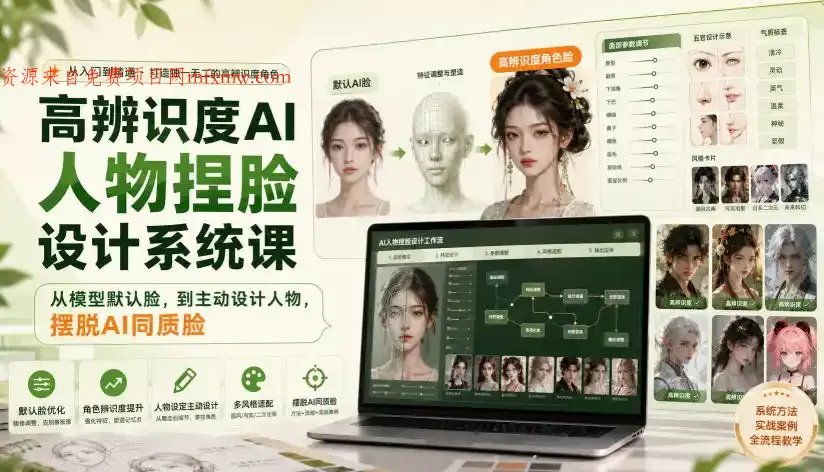 高辨识度AI人物捏脸设计系统课,从模型默认脸,到主动设计人物,摆脱AI同质脸