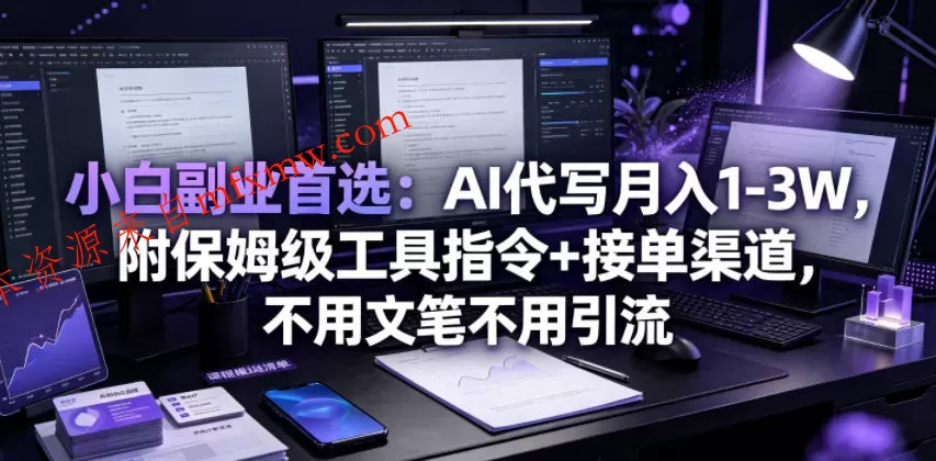 小白副业首选：AI代写月入1-3W，附保姆级工具指令+接单渠道，不用文笔不用引流【揭秘】