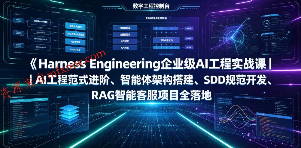 Harness Engineering企业级AI工程实战课｜AI工程范式进阶、智能体架构搭建、SDD规范开发、RAG智能客服项目全落地