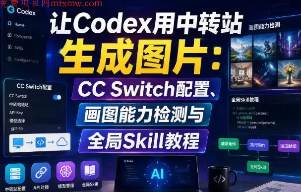 让Codex用中转站生成图片:CC Switch配置、画图能力检测与全局Skill教程