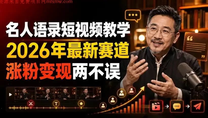 名人语录短视频教学,2026年最新赛道,涨粉变现两不误