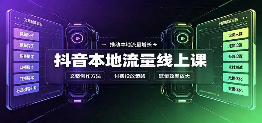 抖音本地流量线上课：账号搭建拍摄剪辑，文案创作与付费投放教学-免费项目网