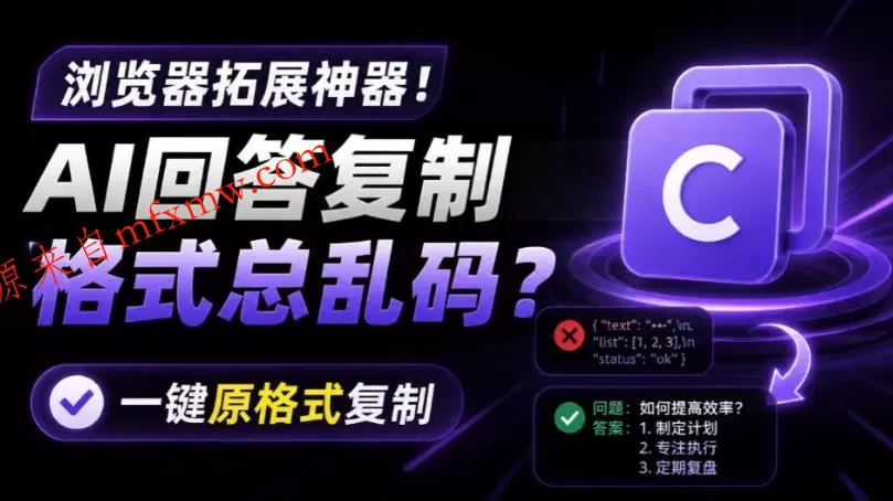 你的AI回答内容复制格式总乱码?完美一键保留原格式复制,办公宝藏浏览器插件Copy With Format